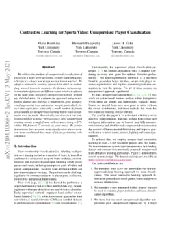 Contrastive Learning for Sports Video: Unsupervised Player
  Classification