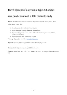 Development of a dynamic type 2 diabetes risk prediction tool: a UK
  Biobank study