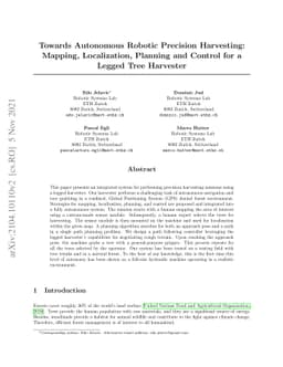 Towards Autonomous Robotic Precision Harvesting: Mapping, Localization,
  Planning and Control for a Legged Tree Harvester