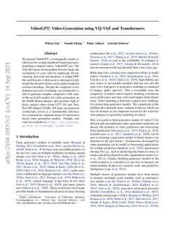 VideoGPT: Video Generation using VQ-VAE and Transformers