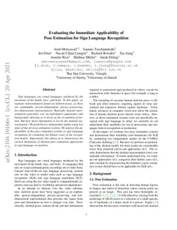 Evaluating the Immediate Applicability of Pose Estimation for Sign
  Language Recognition