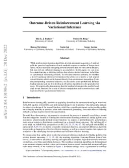 Outcome-Driven Reinforcement Learning via Variational Inference