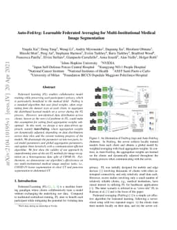 Auto-FedAvg: Learnable Federated Averaging for Multi-Institutional
  Medical Image Segmentation