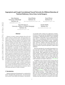 Superpixels and Graph Convolutional Neural Networks for Efficient
  Detection of Nutrient Deficiency Stress from Aerial Imagery