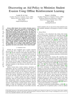 Discovering an Aid Policy to Minimize Student Evasion Using Offline
  Reinforcement Learning