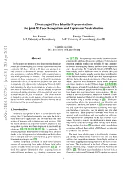 Disentangled Face Identity Representations for joint 3D Face Recognition
  and Expression Neutralisation