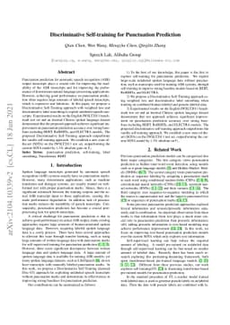 Discriminative Self-training for Punctuation Prediction