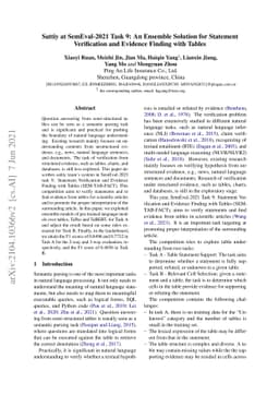 Sattiy at SemEval-2021 Task 9: An Ensemble Solution for Statement
  Verification and Evidence Finding with Tables