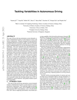 Tackling Variabilities in Autonomous Driving