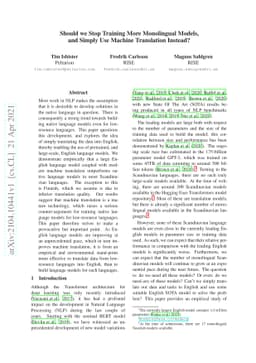 Should we Stop Training More Monolingual Models, and Simply Use Machine
  Translation Instead?