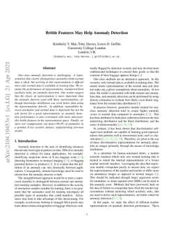 Brittle Features May Help Anomaly Detection