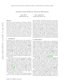 Towards Causal Models for Adversary Distractions