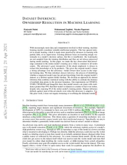 Dataset Inference: Ownership Resolution in Machine Learning