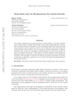 Deep limits and cut-off phenomena for neural networks