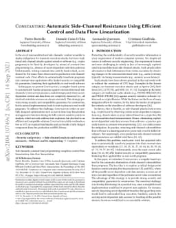 Constantine: Automatic Side-Channel Resistance Using Efficient Control
  and Data Flow Linearization
