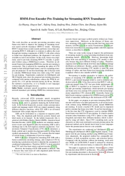 HMM-Free Encoder Pre-Training for Streaming RNN Transducer