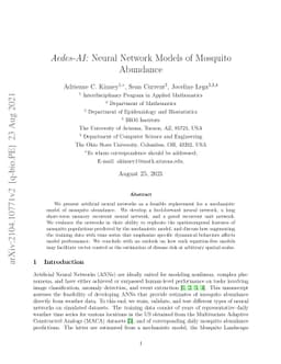 Aedes-AI: Neural Network Models of Mosquito Abundance