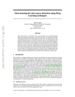 Meta-learning for skin cancer detection using Deep Learning Techniques