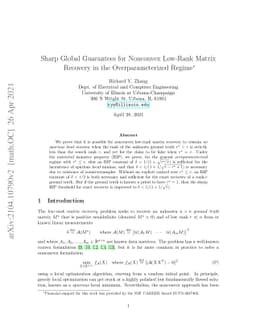 Sharp Global Guarantees for Nonconvex Low-rank Recovery in the Noisy Overparameterized Regime