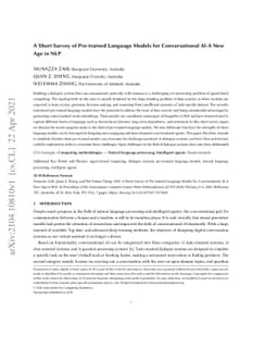 A Short Survey of Pre-trained Language Models for Conversational AI-A
  NewAge in NLP