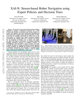 XAI-N: Sensor-based Robot Navigation using Expert Policies and Decision
  Trees