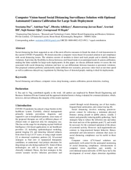 Computer Vision-based Social Distancing Surveillance Solution with
  Optional Automated Camera Calibration for Large Scale Deployment