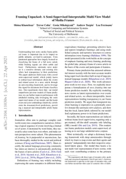 Framing Unpacked: A Semi-Supervised Interpretable Multi-View Model of
  Media Frames