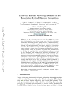 Relational Subsets Knowledge Distillation for Long-tailed Retinal
  Diseases Recognition