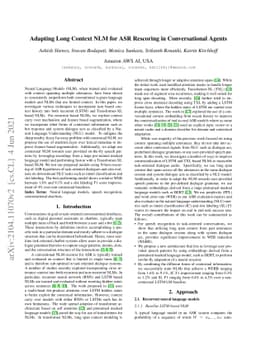 Adapting Long Context NLM for ASR Rescoring in Conversational Agents