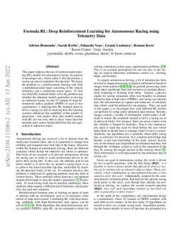 Formula RL: Deep Reinforcement Learning for Autonomous Racing using
  Telemetry Data