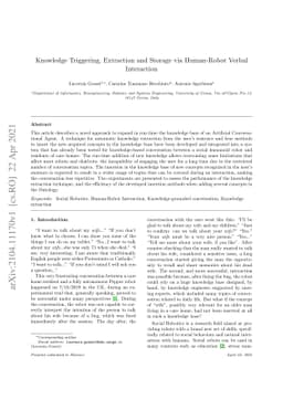 Knowledge Triggering, Extraction and Storage via Human-Robot Verbal
  Interaction