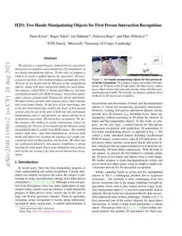 H2O: Two Hands Manipulating Objects for First Person Interaction
  Recognition
