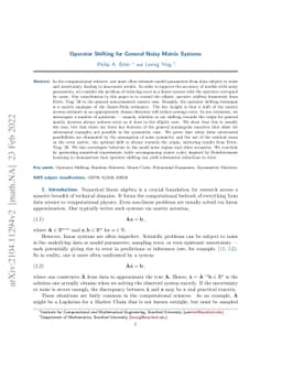 Operator Shifting for General Noisy Matrix Systems