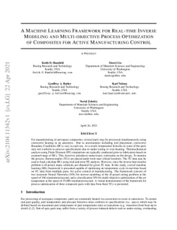 A Machine Learning Framework for Real-time Inverse Modeling and
  Multi-objective Process Optimization of Composites for Active Manufacturing
  Control