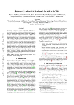 Earnings-21: A Practical Benchmark for ASR in the Wild