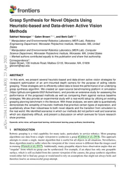 Grasp Synthesis for Novel Objects Using Heuristic-based and Data-driven
  Active Vision Methods