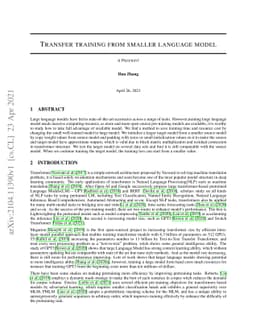 Transfer training from smaller language model