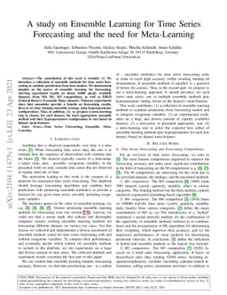 A study on Ensemble Learning for Time Series Forecasting and the need
  for Meta-Learning