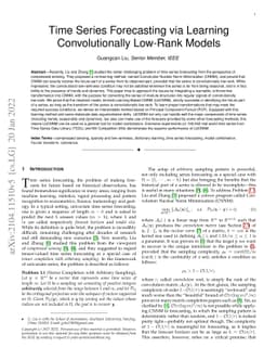 Time Series Forecasting via Learning Convolutionally Low-Rank Models