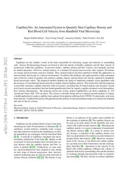 CapillaryNet: An Automated System to Quantify Skin Capillary Density and
  Red Blood Cell Velocity from Handheld Vital Microscopy