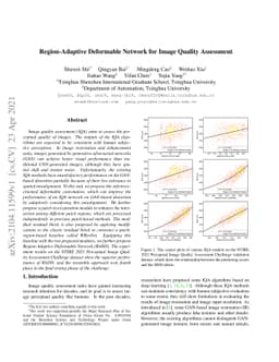 Region-Adaptive Deformable Network for Image Quality Assessment