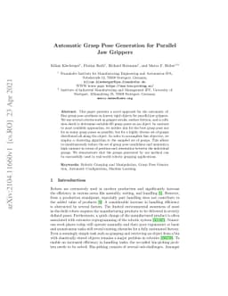 Automatic Grasp Pose Generation for Parallel Jaw Grippers