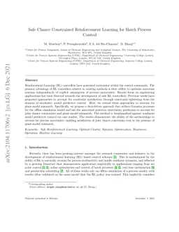 Safe Chance Constrained Reinforcement Learning for Batch Process Control