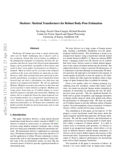 Skeletor: Skeletal Transformers for Robust Body-Pose Estimation