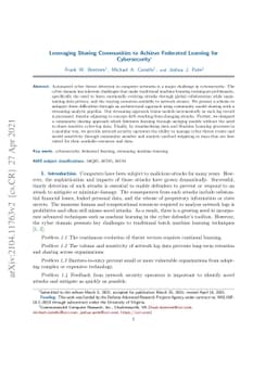 Leveraging Sharing Communities to Achieve Federated Learning for
  Cybersecurity
