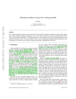 Selecting a number of voters for a voting ensemble