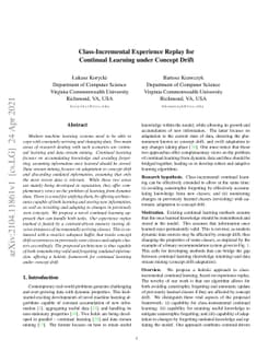 Class-Incremental Experience Replay for Continual Learning under Concept
  Drift