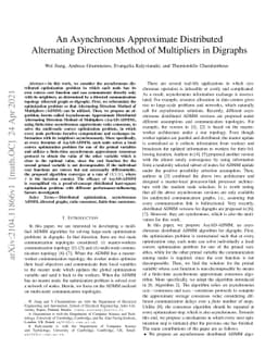 An Asynchronous Approximate Distributed Alternating Direction Method of
  Multipliers in Digraphs