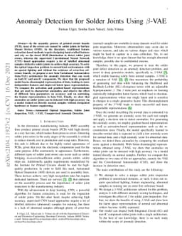 Anomaly Detection for Solder Joints Using $β$-VAE