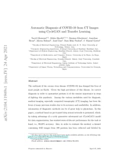 Automatic Diagnosis of COVID-19 from CT Images using CycleGAN and
  Transfer Learning